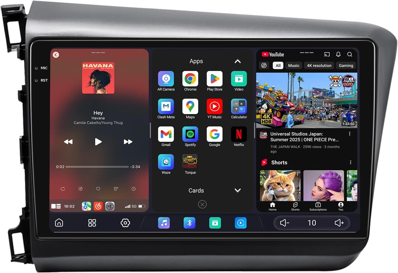 JOYING Radio for Honda Civic 2012 with Wireless Carpaly & Android Auto, 2K QLED Touch Screen 9.5 Inch Android 13 Car Stereo 12GB+256GB with Mirror Link, AM/FM, GPS, Bluetooth, 5G WiFi(JY-HT142N12)