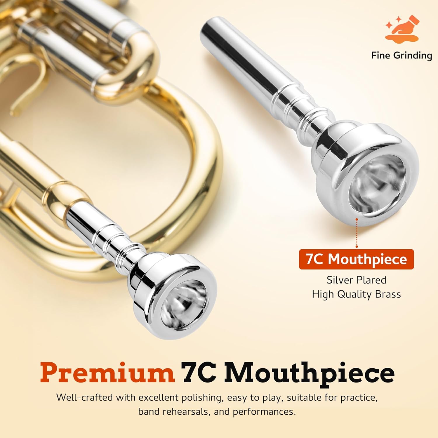 CAHAYA Bb Trumpet Instrument Trompeta: Brass Student Trumpet with Hard Case 7C Mouthpiece Gloves Standard Trumpets for Beginners or Advanced Students Gold