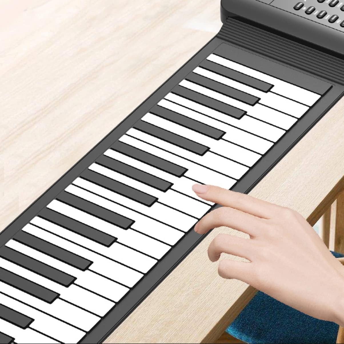 61-Keys Foldable Roll-up Piano Portable Silicone Electronic Keyboard for Beginners Compact and Lightweight Hand Roll Instrument for Travel and Home Use