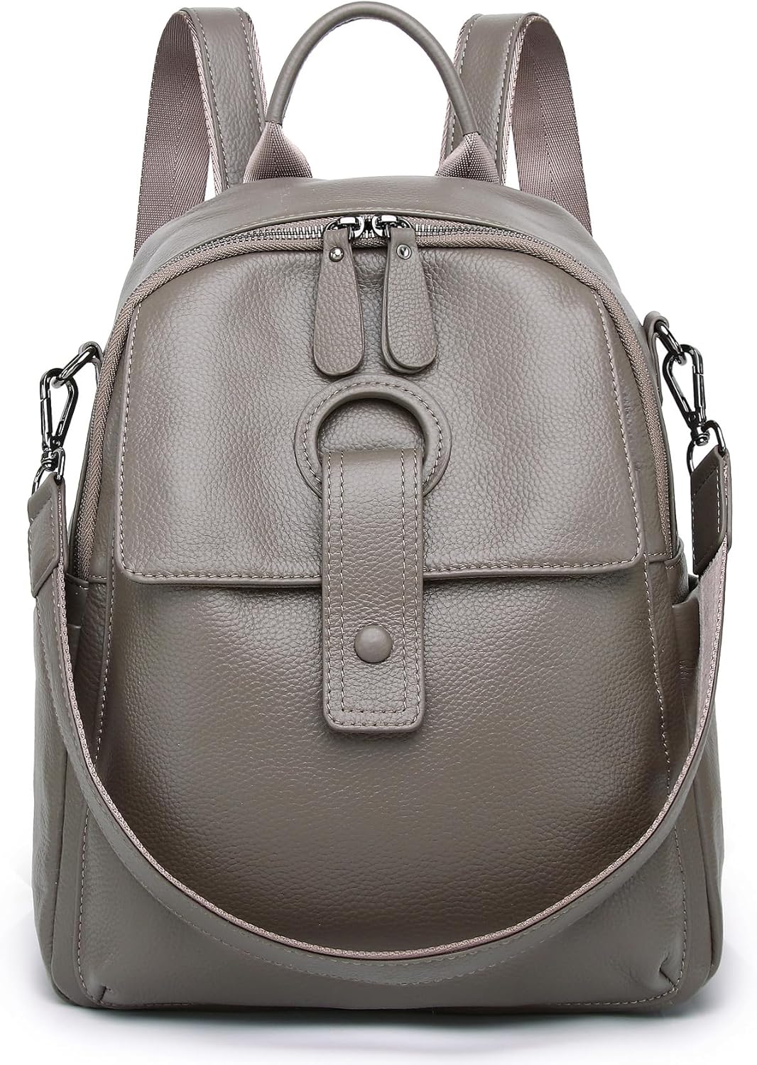 Genuine Leather Backpack Purse For Women Grey Real Soft Leather Travel Convertible Ladies Shoulder Bag