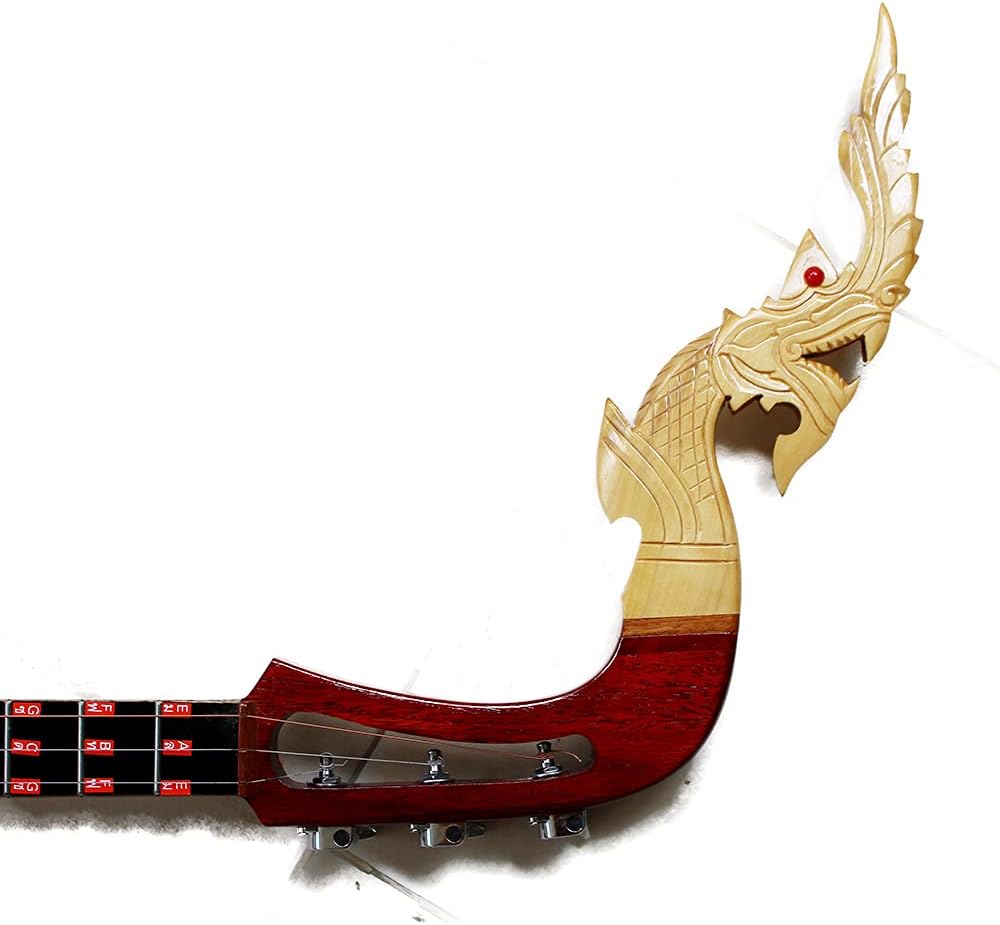 Isarn Acoustic Electric Phin 3 Strings, Thai Lao Guitar Musical Instrument, Traditional Thai Classical Musical Pin86