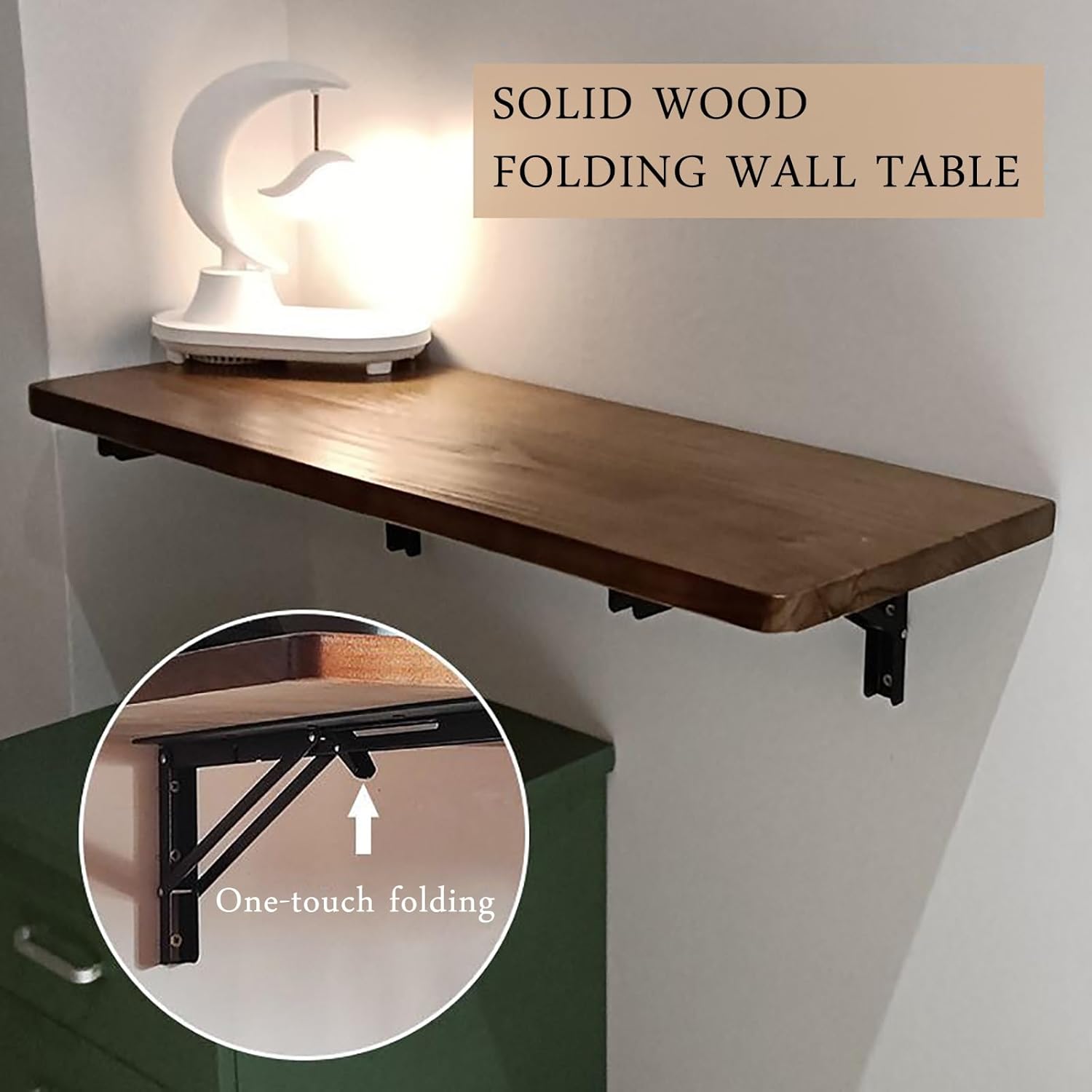 Wall Mount Desk Wall Drop Leaf Table Solid Wood Wall Mounted Folding Dining Table with Rounded Corners Space Saving Kitchen Table with Metal Stand Extendable Floating Table for Small Spaces(120*30cm/4
