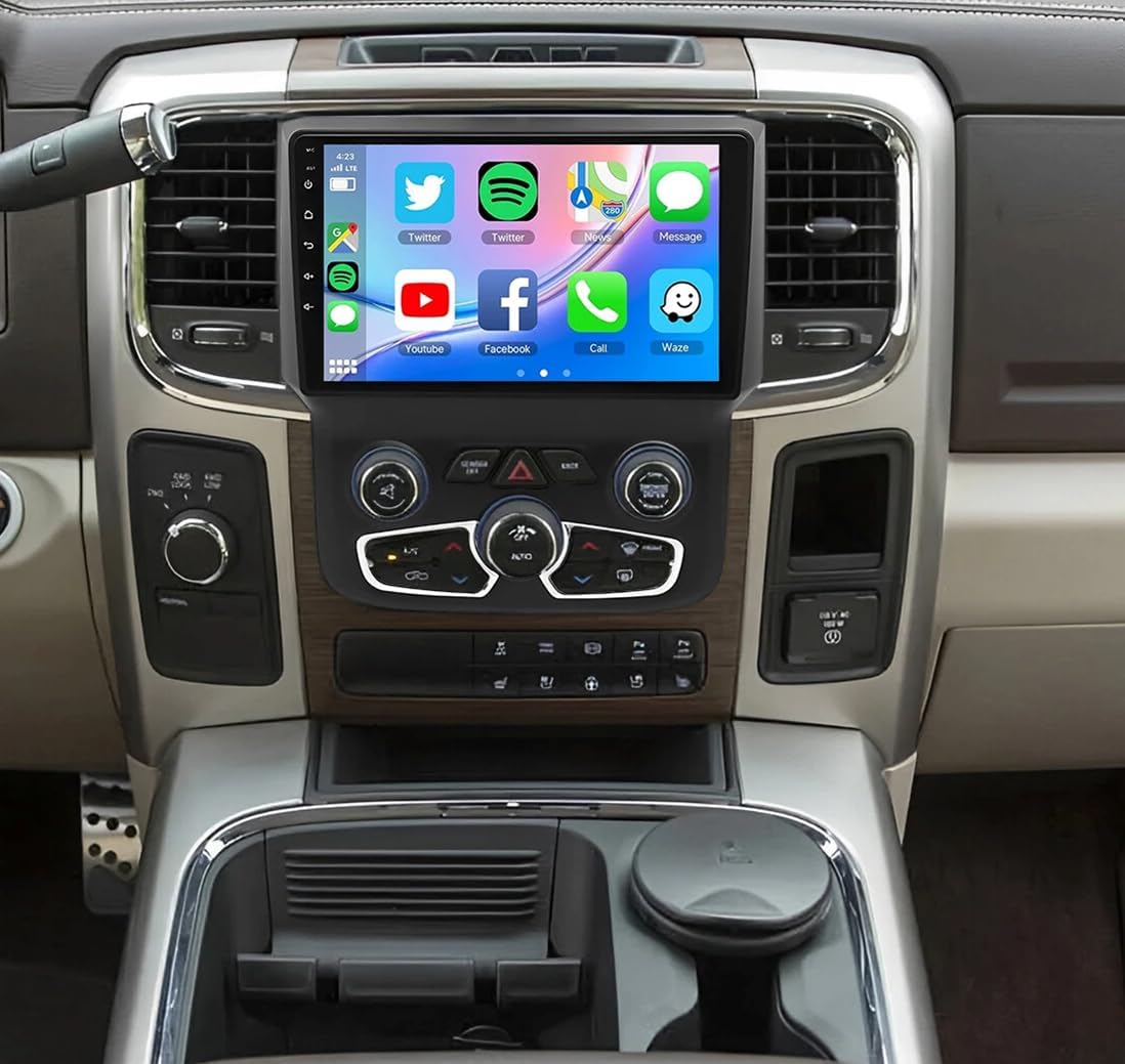 Double Din Radio for 2013 RAM 2500 Android Radio Upgrade Touchscreen Compatible with Wireless Carplay Android Auto,Car Stereo with Bluetooth GPS Navigation Multimedia Player WiFi FM Backup Camera