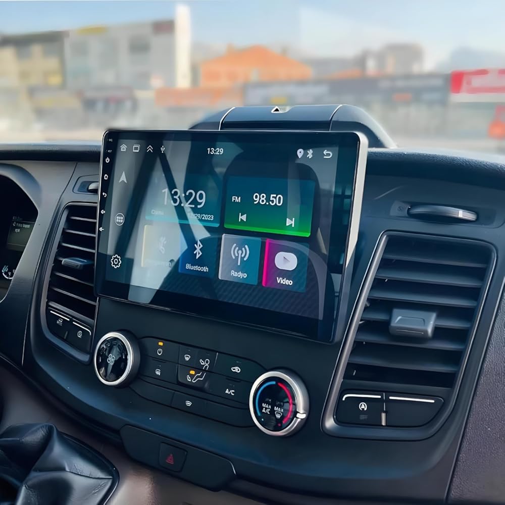 PHEZEN 10 inch Touchscreen Car Stereo Fit for Ford Transit Custom 2020-2024, Android 14 Double Din Car Radio with Carplay & Android Auto in-Dash Navigation BT Mirror Link WiFi Backup Camera 2+32G