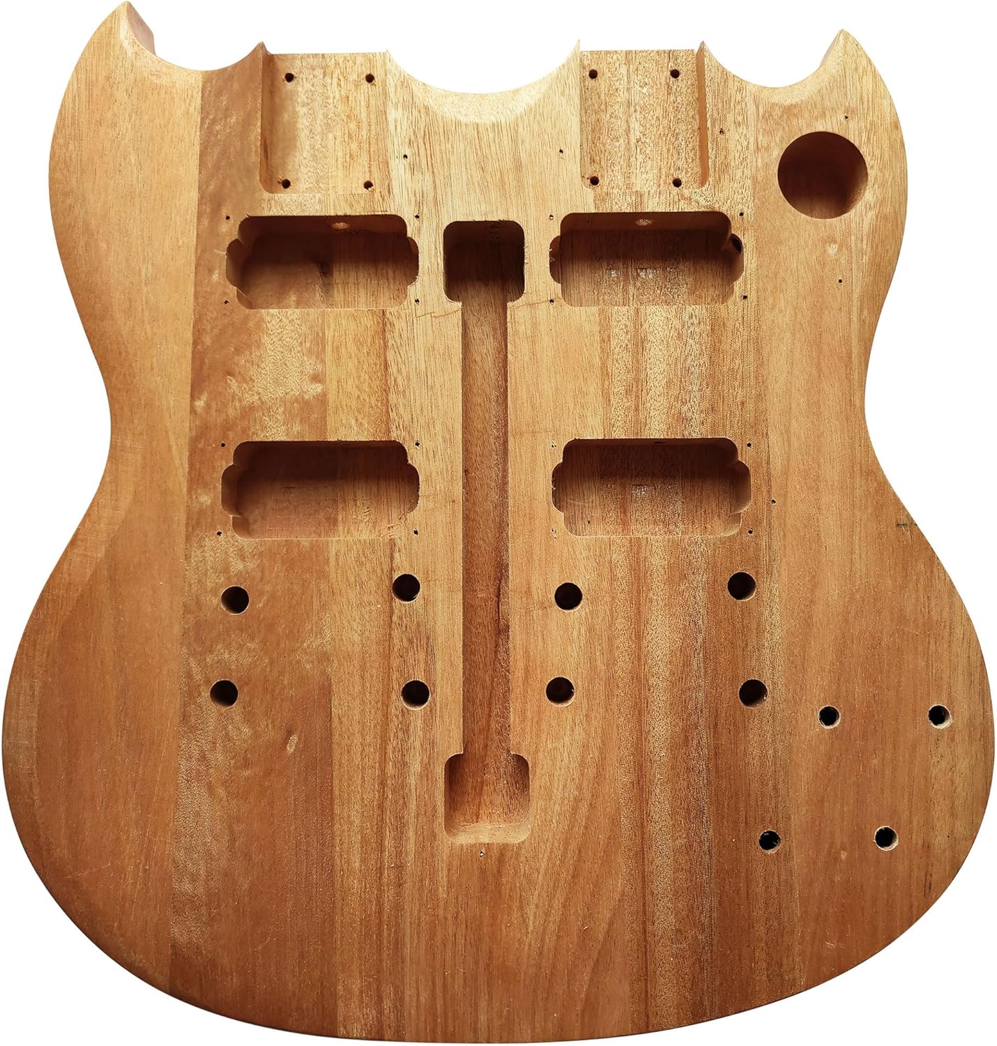 DIY Unfinished Electric Guitar Kit Double Guitar Neck and Body with Mahogany Body Mahogany Neck DYED Poplar Laminated Fingerboard Chrome Hardware with All Accessories Build Your Own Guitar