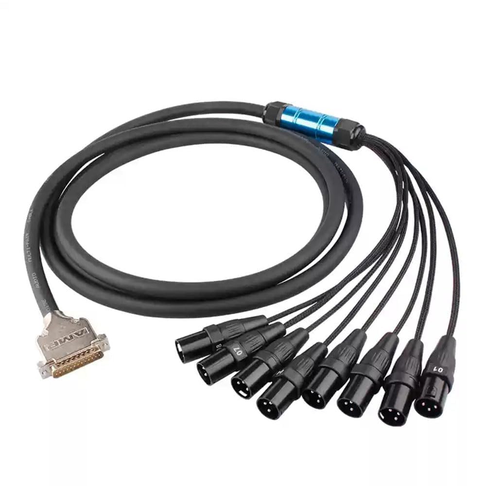 Professional DB25 Male to 8 XLR 3Pin Male Eight Channel Analog Audio Signal Cable for Mixing Console PVC Cable 1.5Meter（4.92 FT