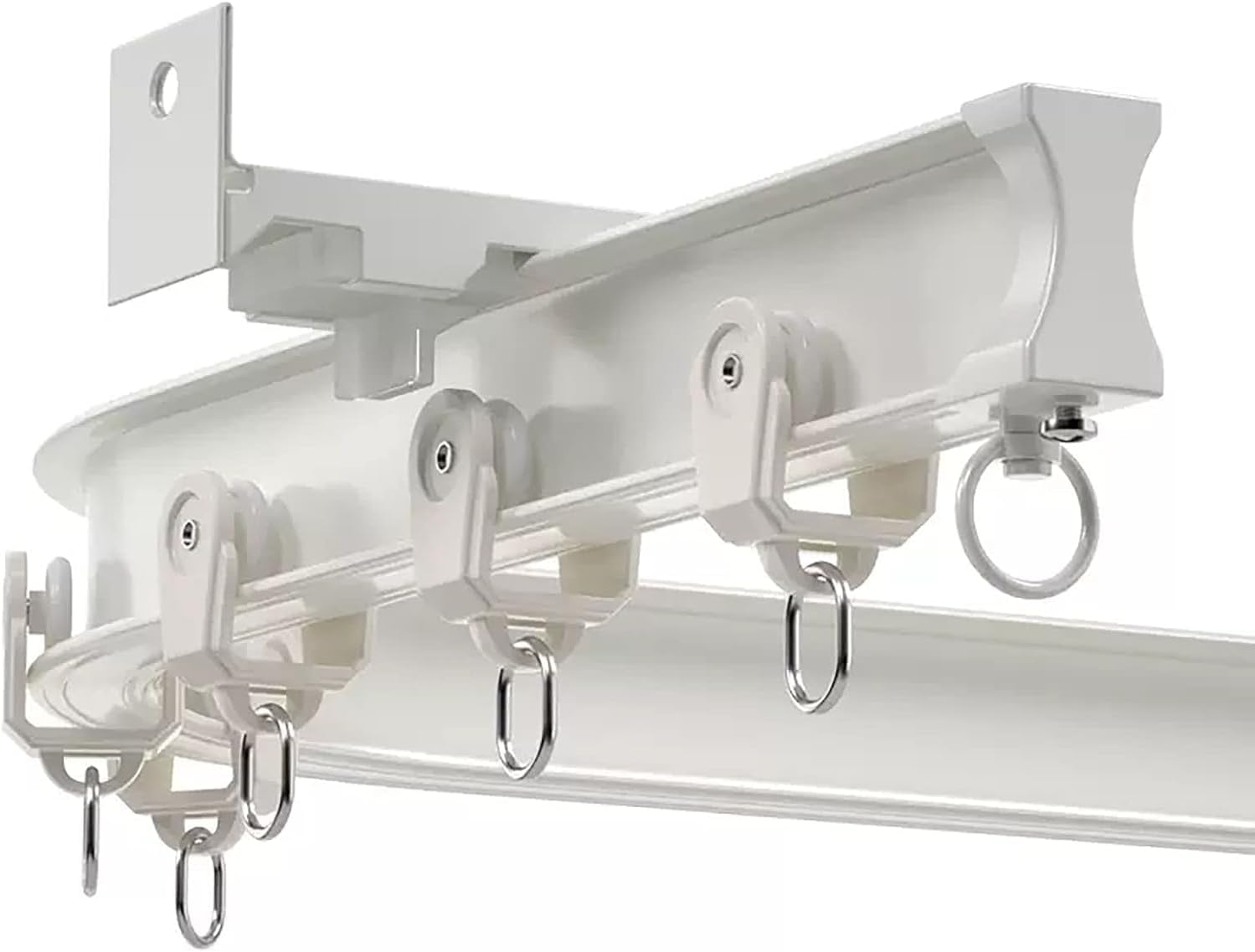 Bay Windows/Shower Corner Curved Curtain Rails, White Bendable Aluminum Curtain Track System Fittings(Wall Mount,3m/9.8ft)