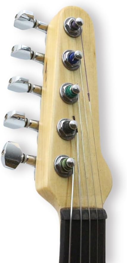 Electric Violin 4/4 Full Size Solid Wood Guitar Shape Body Silent Violin Set for Adults Beginner Practice Electric Fiddle with Ebony Fittings Hard Case & Bow (5 Strings log Color Big Jack)