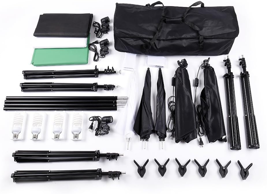 Photo Lighting Kit, 2M x 3M/6.6ft x 9.8ft Background Support System and 900W 6400K Umbrellas Softbox Continuous Lighting Kit for Photo Studio Product,Portrait and Video Shoot Photography