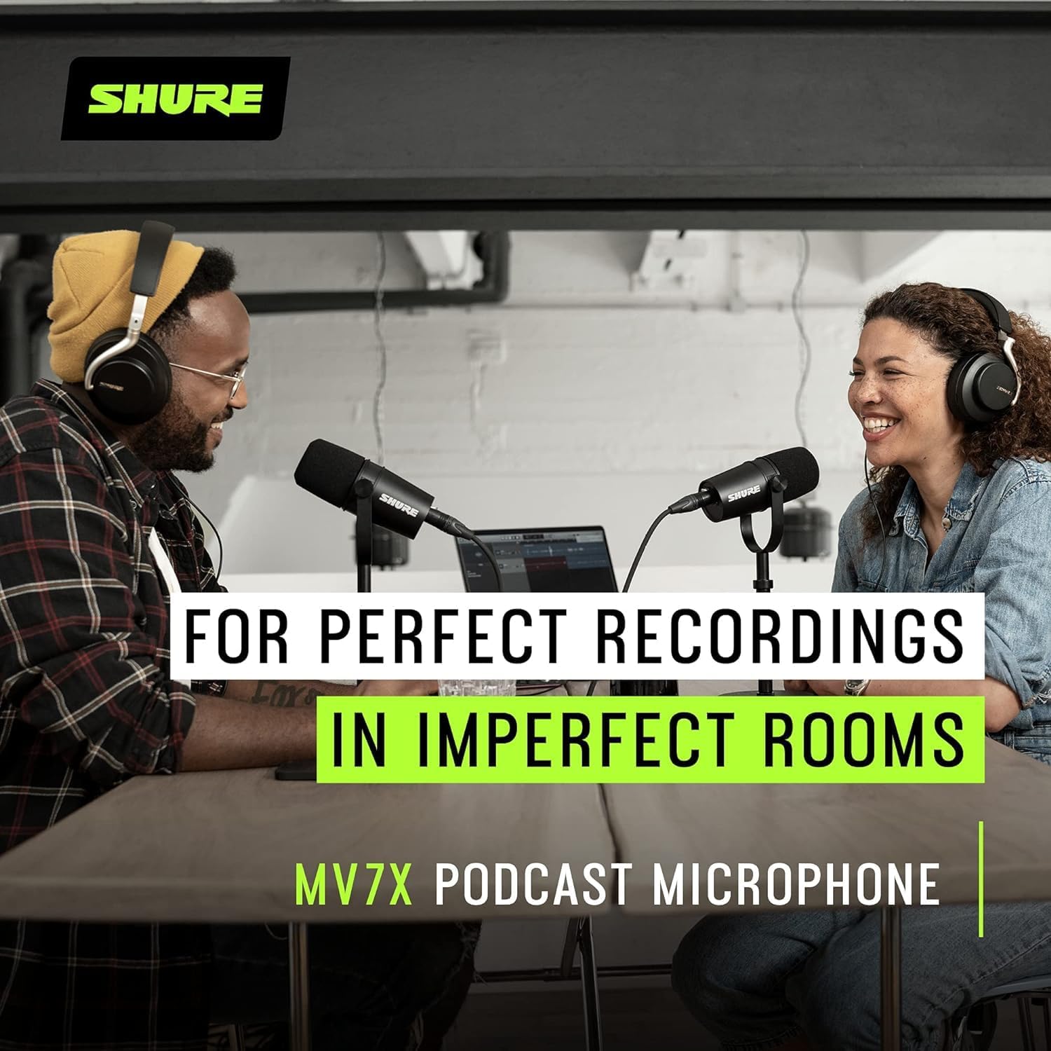 Shure MV7X XLR Podcast Microphone with XLR Cable - Dynamic Mic for Podcasting & Vocal Recording, Voice-Isolating Technology, All Metal Construction, Mic Stand Compatible, Optimized Frequency - Black