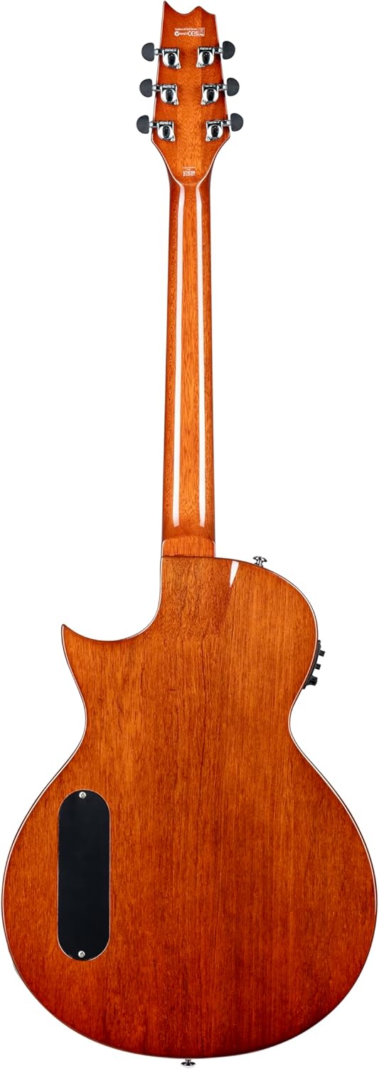 ESP LTD TL-6QM Thinline Acoustic Electric Guitar, Charcoal Burst