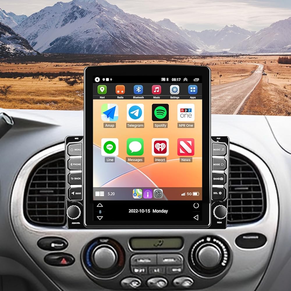 Android 13 Double Din Car Radio for Toyota Sequoia 2003 2004 2005 2006 2007,9.7 inch Touchscreen Car Stereo with CarPlay & Android Auto,GPS Bluetooth WiFi FM/RDS Mirror Link Backup Camera SWC,4+64G