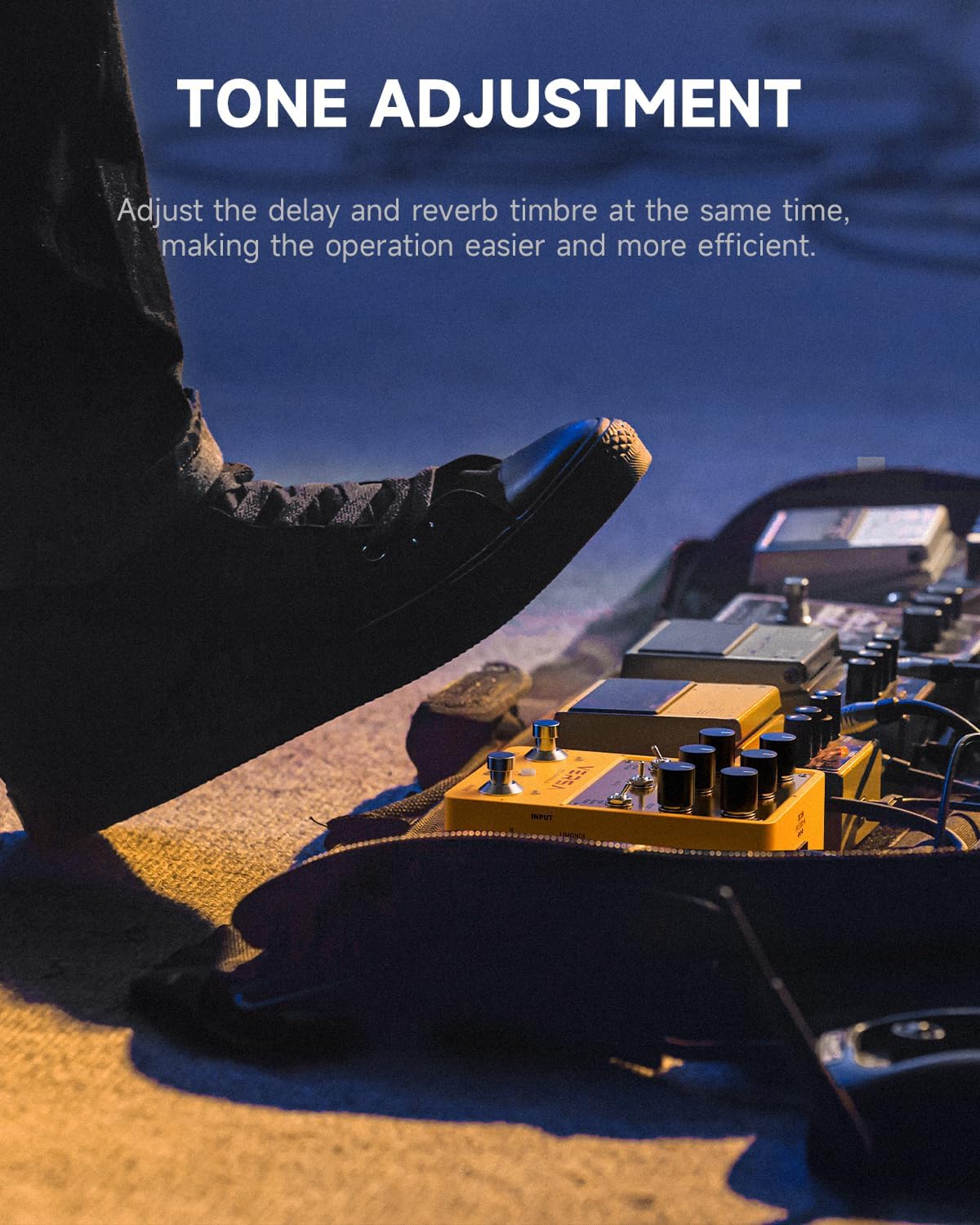 Donner Guitar Reverb & Delay Pedal - 2 in 1 with Tap Tempo, Preset Saving, Stereo in/out, Digital 3 x 3 Multi-Mode Effects Electric Guitar Pedal, True Bypass (Yellow Fall II)