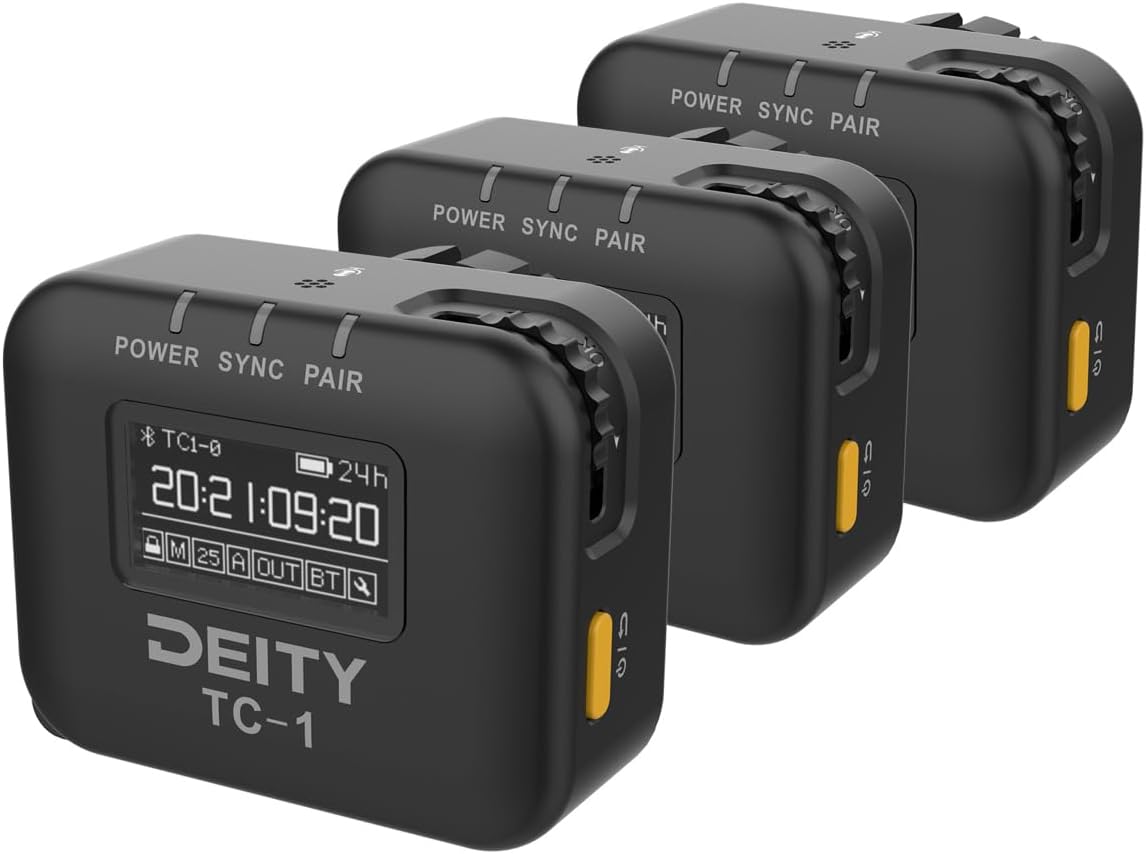 Deity TC-1 Wireless Timecode Box Generator with Locking 3.5mm Timecode Port, Bluetooth 5.0 Connectivity, and Sidus Audio App Support (Black, 3-Pack)