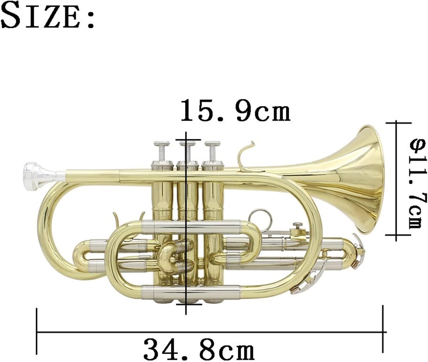 KESHUO Professional Bb Flat Cornet Brass Instrument with Carrying Case Gloves Cleaning Cloth Brushes Trumpets