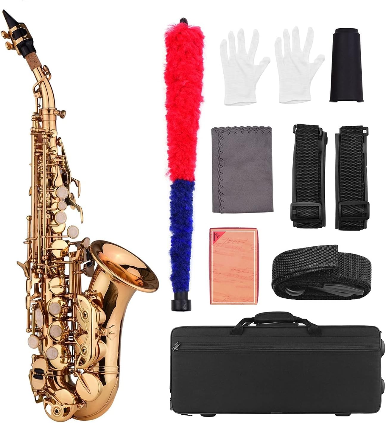 Sax Beginners Kit Mini Bb Saxophone Saxophone Sax Brass Material Woodwind Instrument with Case Gloves Cleaning Cloth Brush Reeds Sax Strap Wind Instrument