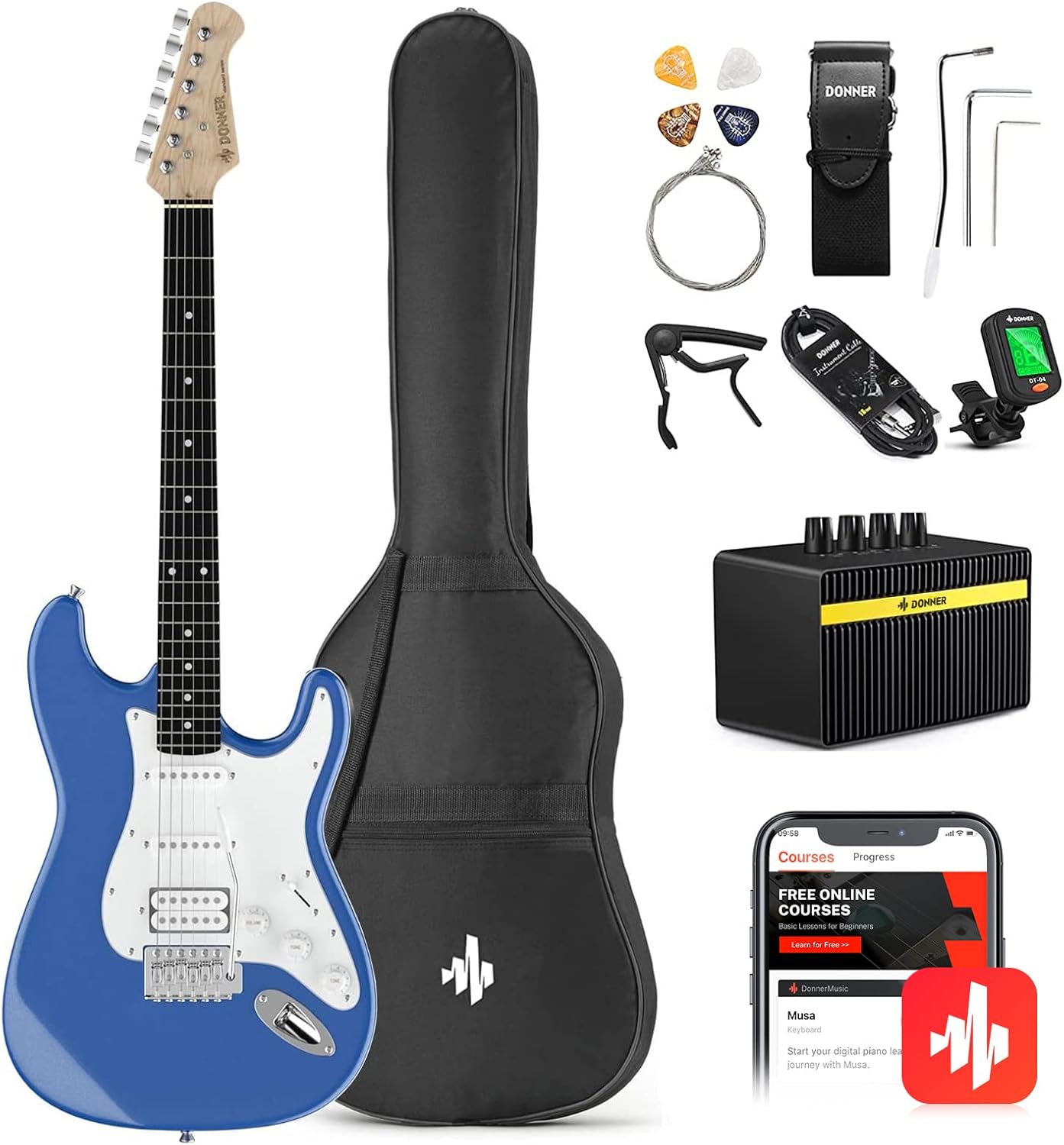 Donner DST-100T 39 Inch Electric Guitar-Reverb Guitar Pedal