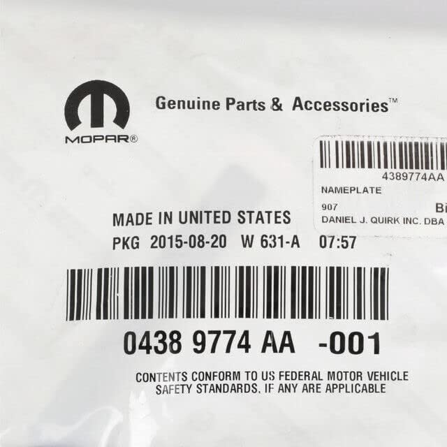 Mopar Performance 4389774AA MOPAR Nameplate