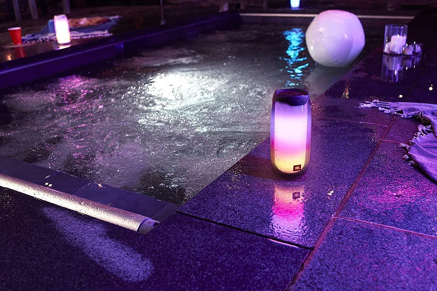 JBL Pulse 4 Waterproof Portable Bluetooth Speaker with Light Show - Black (Renewed)