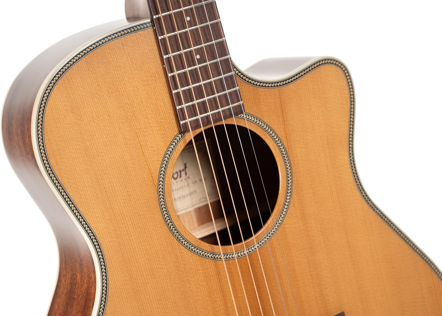 Cort Essence Series ES-GA4 Grand Auditorium Cutaway Acoustic Electric Guitar, Natural Semi Gloss (GA4NSG)