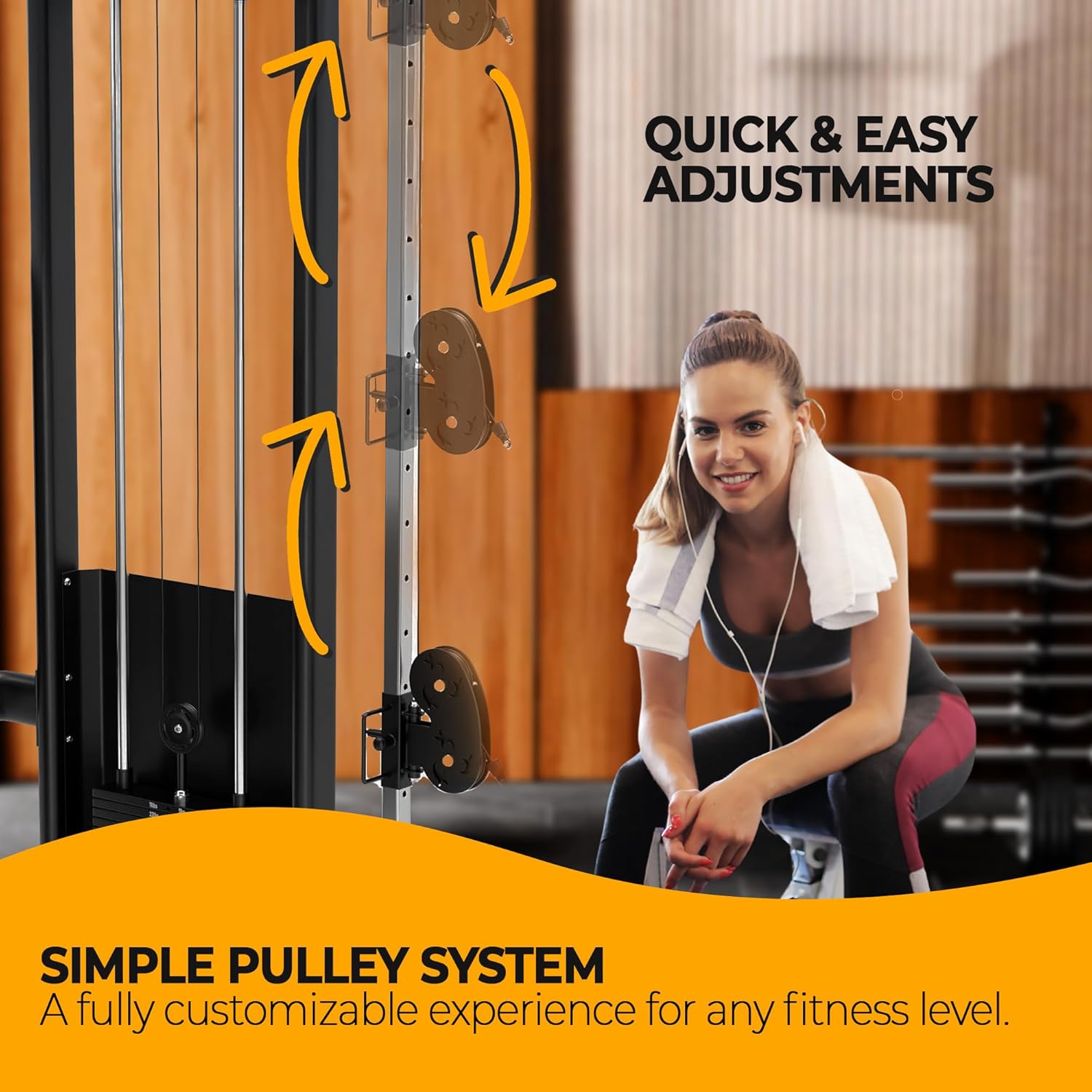 Functional Trainer Cable Machine Home Gym Exercise Equipment - Adjustable Pulley System: Ultimate Workout Equipment for Full-Body Strength, Flexibility & Balance - Dual Weight Stacks Fitness Training