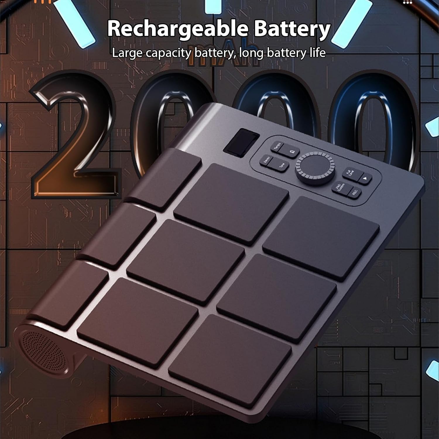 Electronic Tabletop Drum Set with 2 Speaker 9 Pads Color Lighting Supports BT MIDI Various Audio Connection LCD Display Adjustable Sensitivity Practice Electric Drum Pads with Drumsticks Foot Pedal