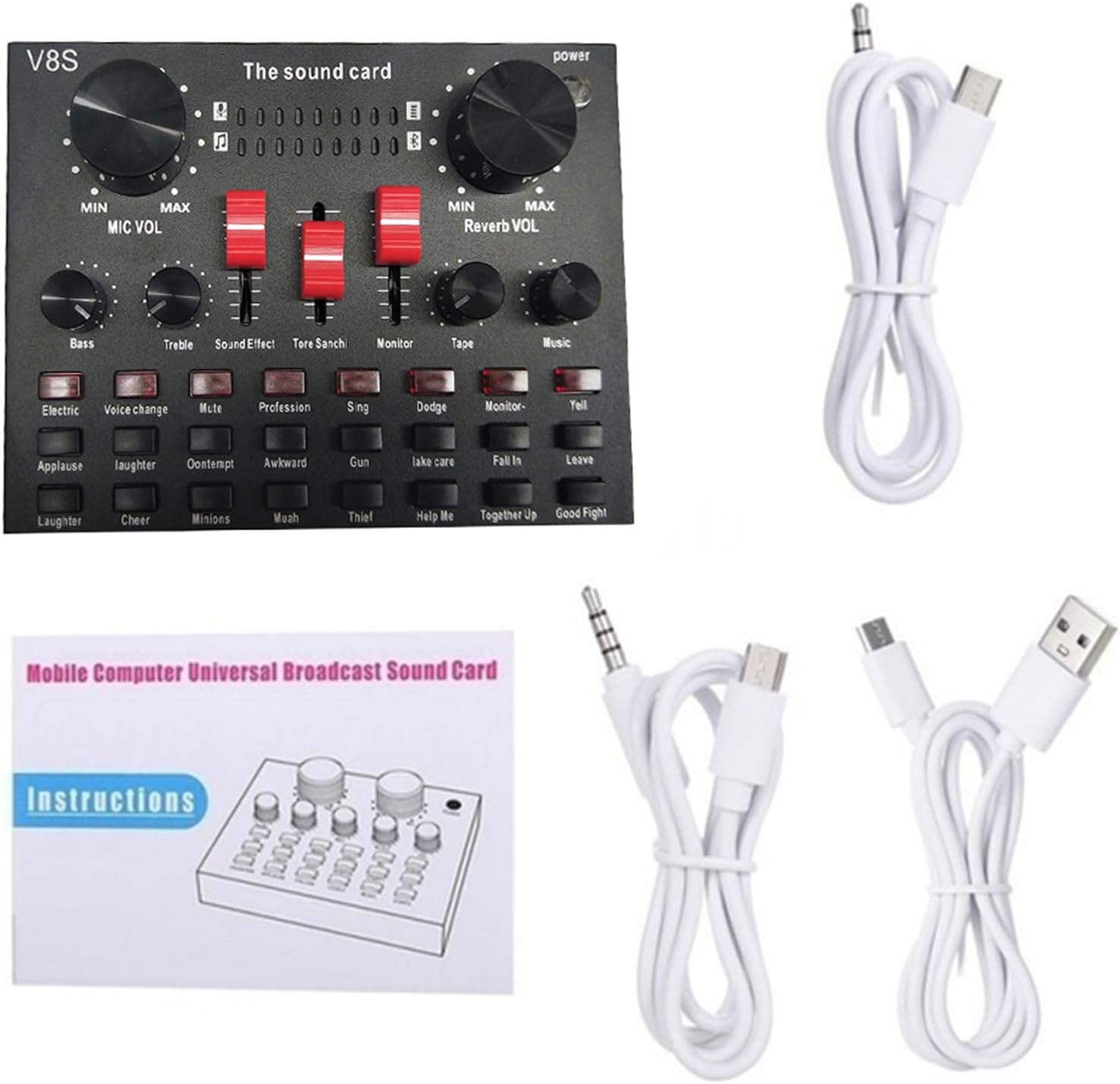 Sound Card, 16 Sound Effects Live Sound Card BM800 Microphone Set Audio Recording Equipments Audio Mixer Voice Changer With Double Layer Nylon Mesh Construction for PC Smartphone