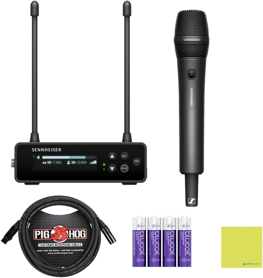 Sennheiser EW-DP 835 Set (R4-9) Wireless Microphone System Bundle w/ Pig Hog PHM10 8mm Mic Cable, 4-pack Blucoil AA Batteries and Liquid Audio Polishing Cloth