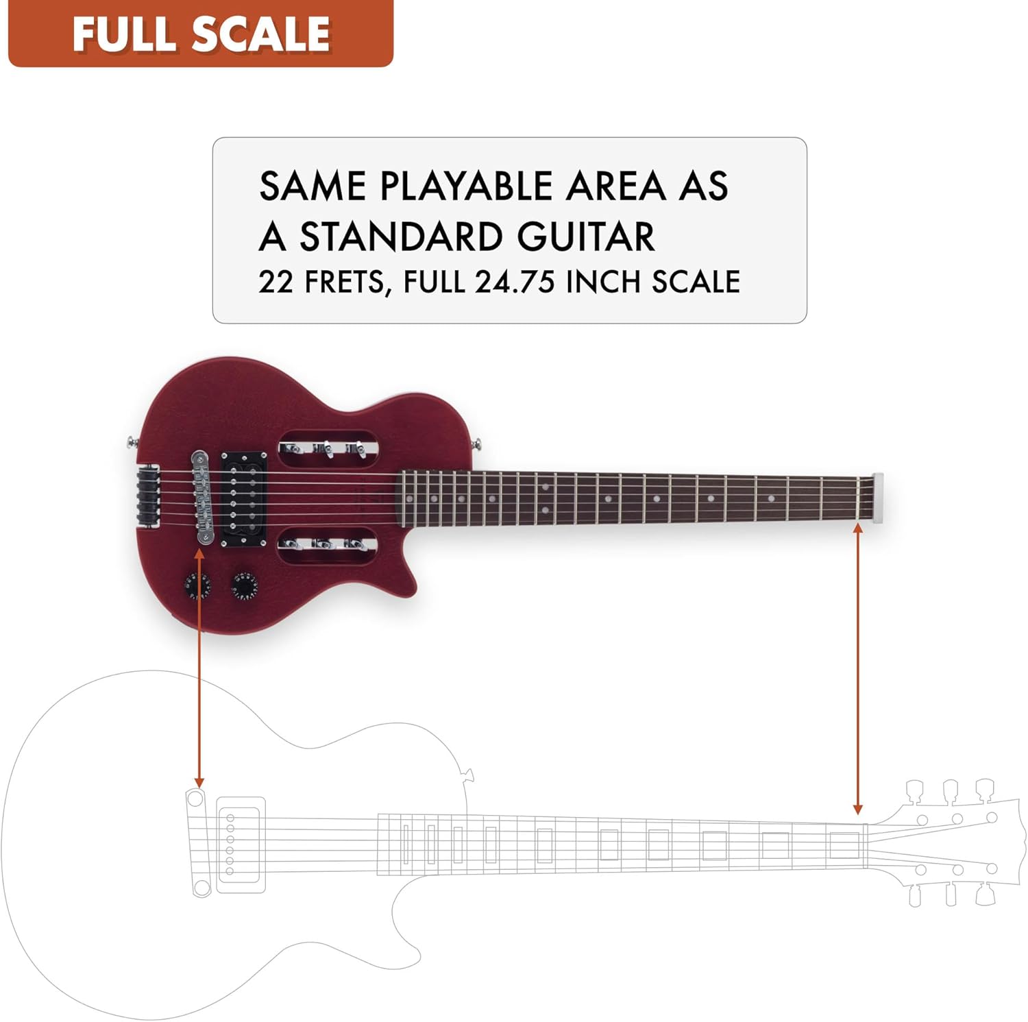 Traveler Guitar EG-1 Studio (Satin Red) Electric Travel Guitar | Lightweight, Portable, Headless, Practice Guitar w/Gig Bag
