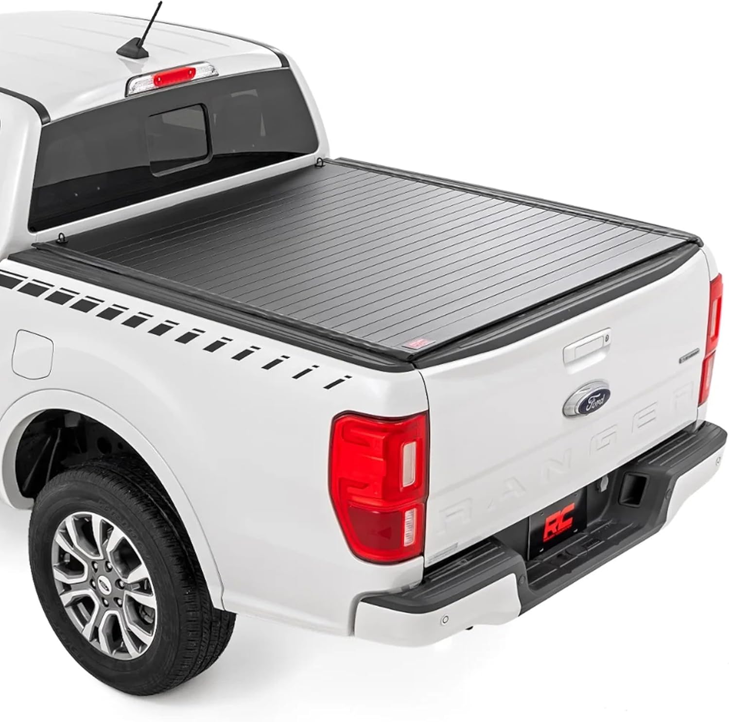 Rough Country Hard Roll-Up Bed Cover for Ford Ranger 2WD/4WD (2019-2023) - Aluminum Truck Bed Cover, Fits 5' Bed