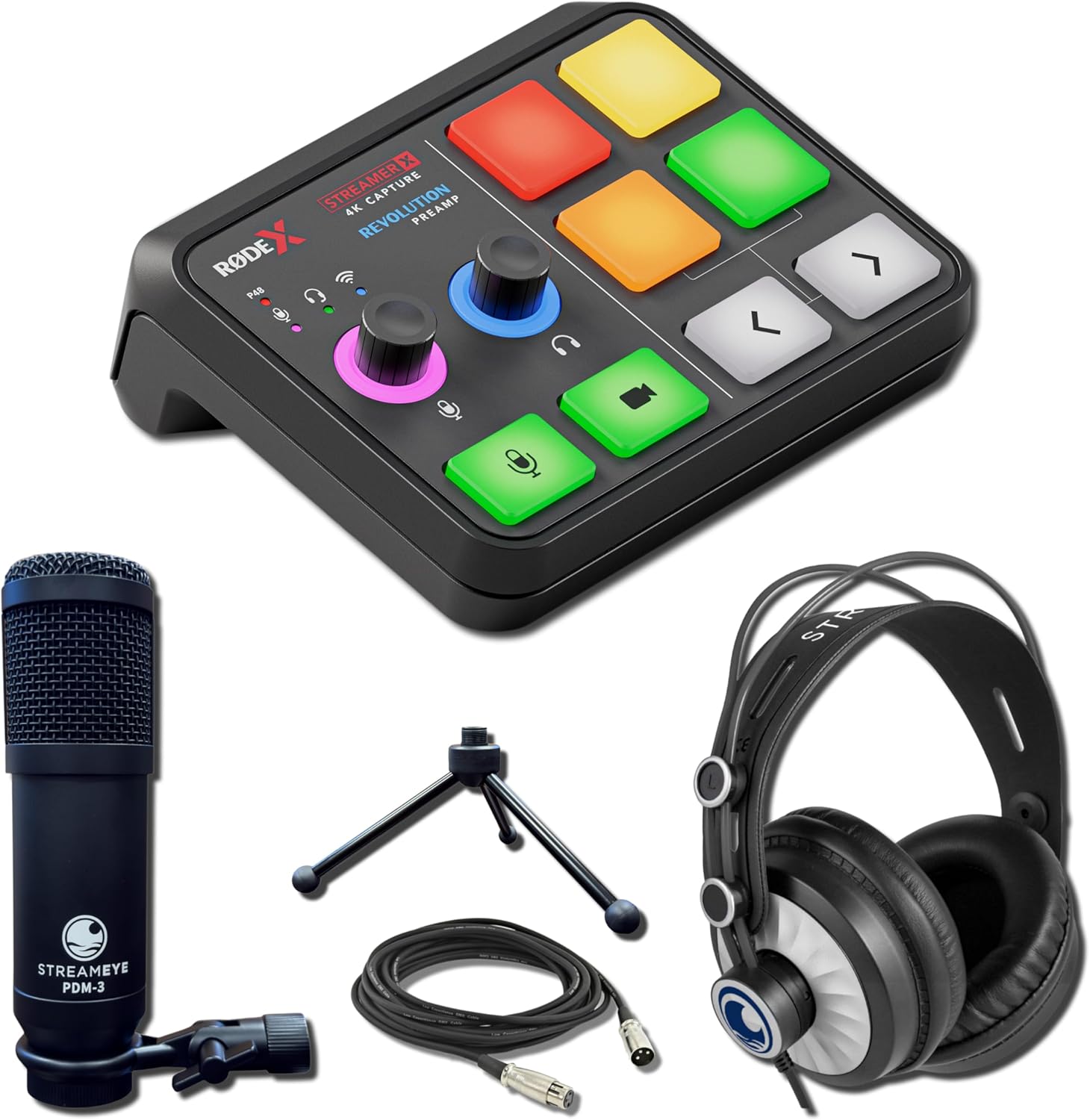 Rode Streamer X Audio Interface and Video Capture Card with StreamEye PDM-3 Podcast Equipment Bundle