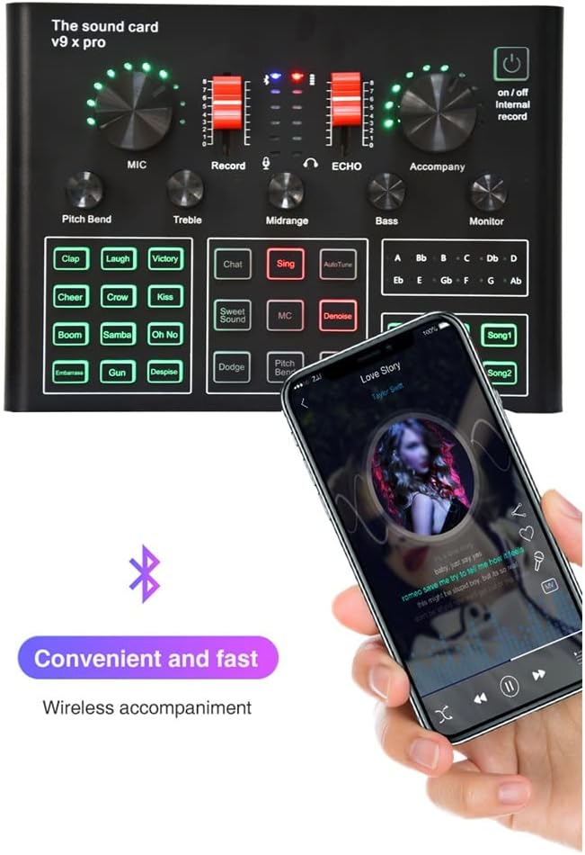 Professional Studio Condenser Microphone Set Microphone Set with Live Sound Card Wireless Bluetooth