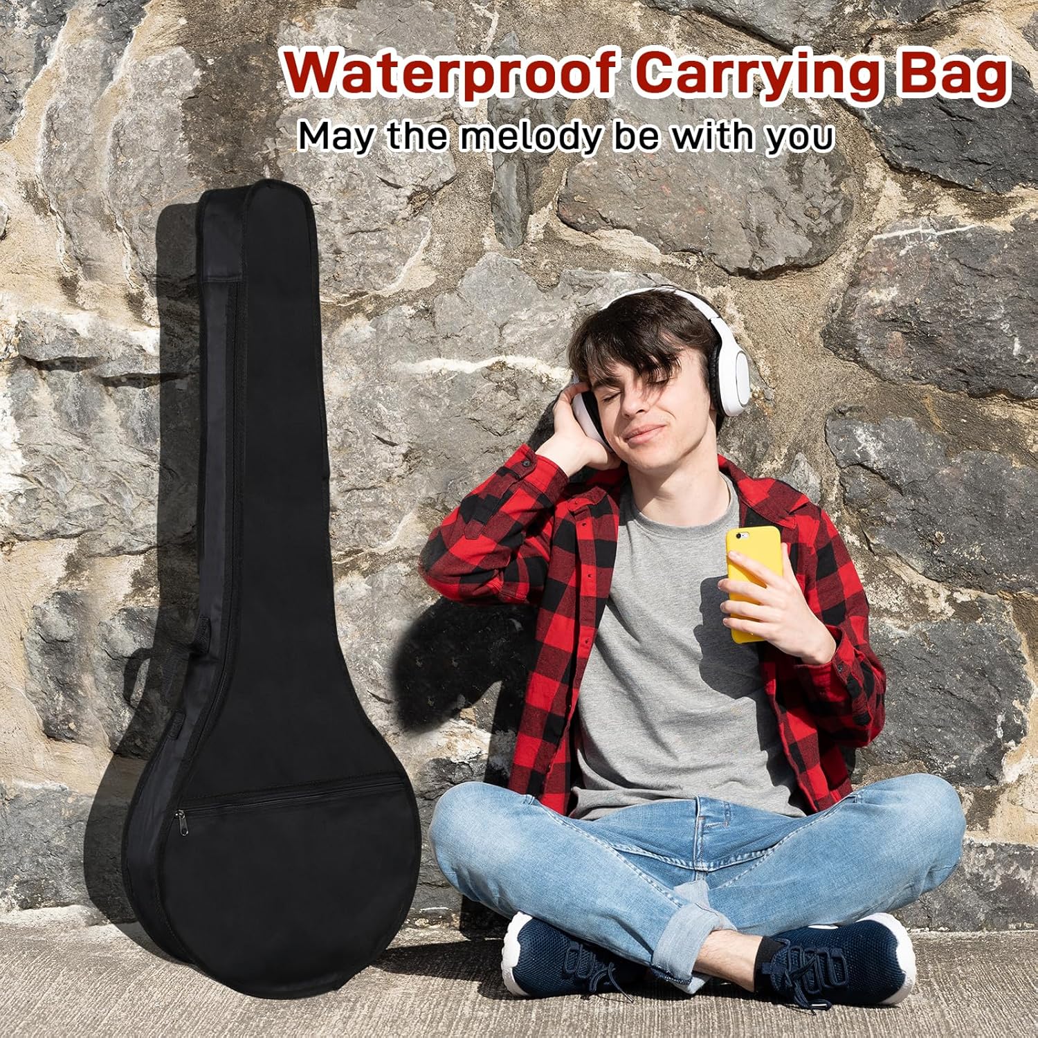 Full Size 5 String Right Handed Banjos Set with Closed Solid Sapele Back & Premium Mahogany Neck and Premium Accessories