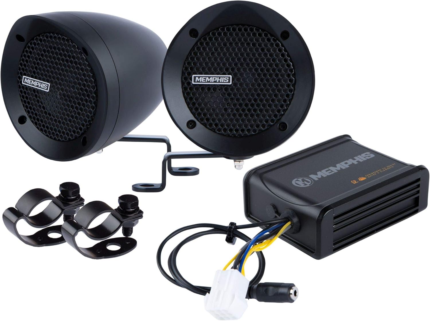 Memphis Audio MXABMB2 Bar Mount 2-Speaker System with Amp, Black