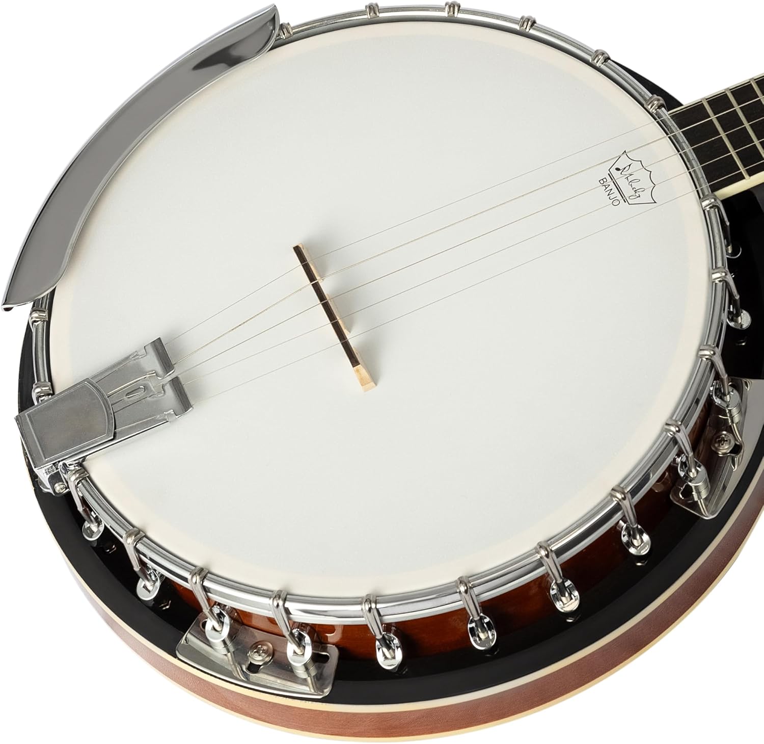 Mulucky 5 String Banjo - Large Size with 24 Brackets, Closed Solid Wood Back, Mahogany Resonator Banjos, Geared 5th Tuner, Package with Beginner Kit - B1107-P