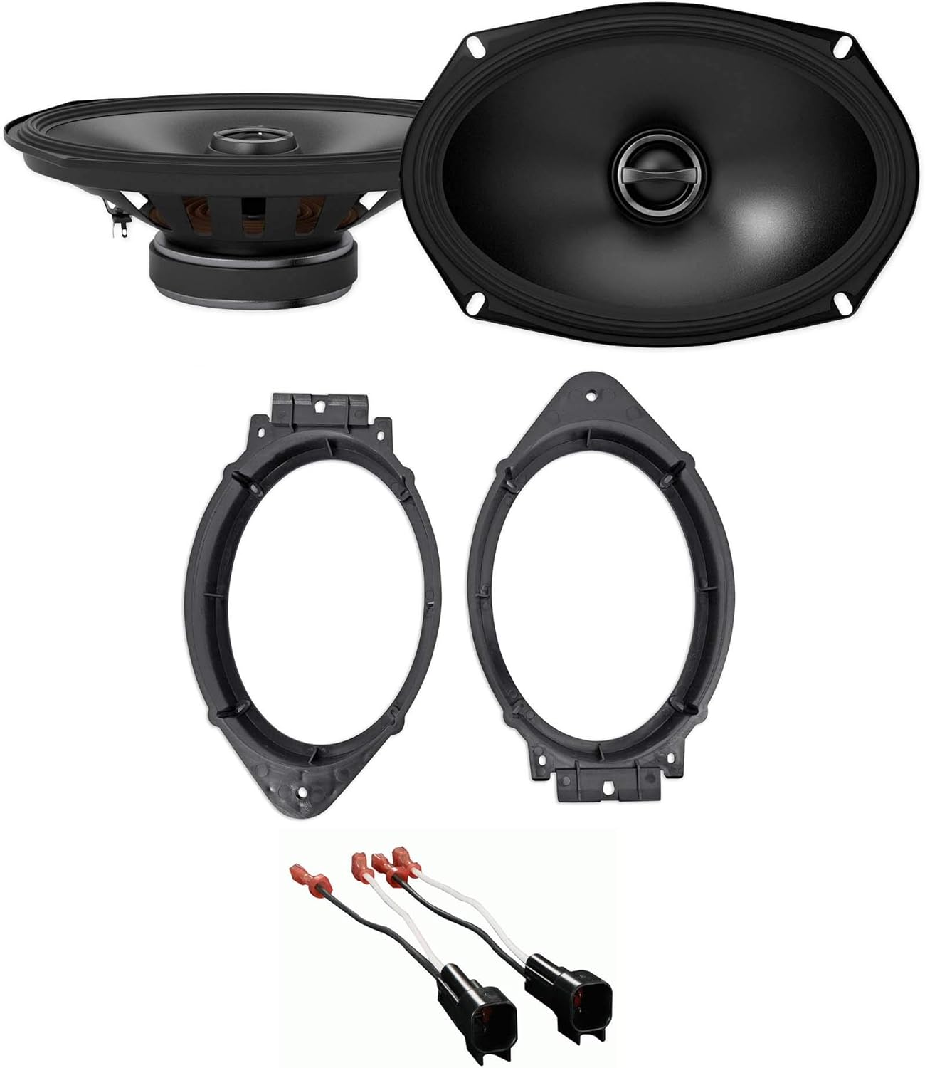 Pair Alpine S-S69 260 Watt 6x9 Coaxial 2-Way Car Audio Speakers Bundle with METRA 72-5600 Speaker Wire Harness & METRA 82-3004 6x9 Speaker Adapter Compatible with 2015-2017 GMC Canyon (3 Item)