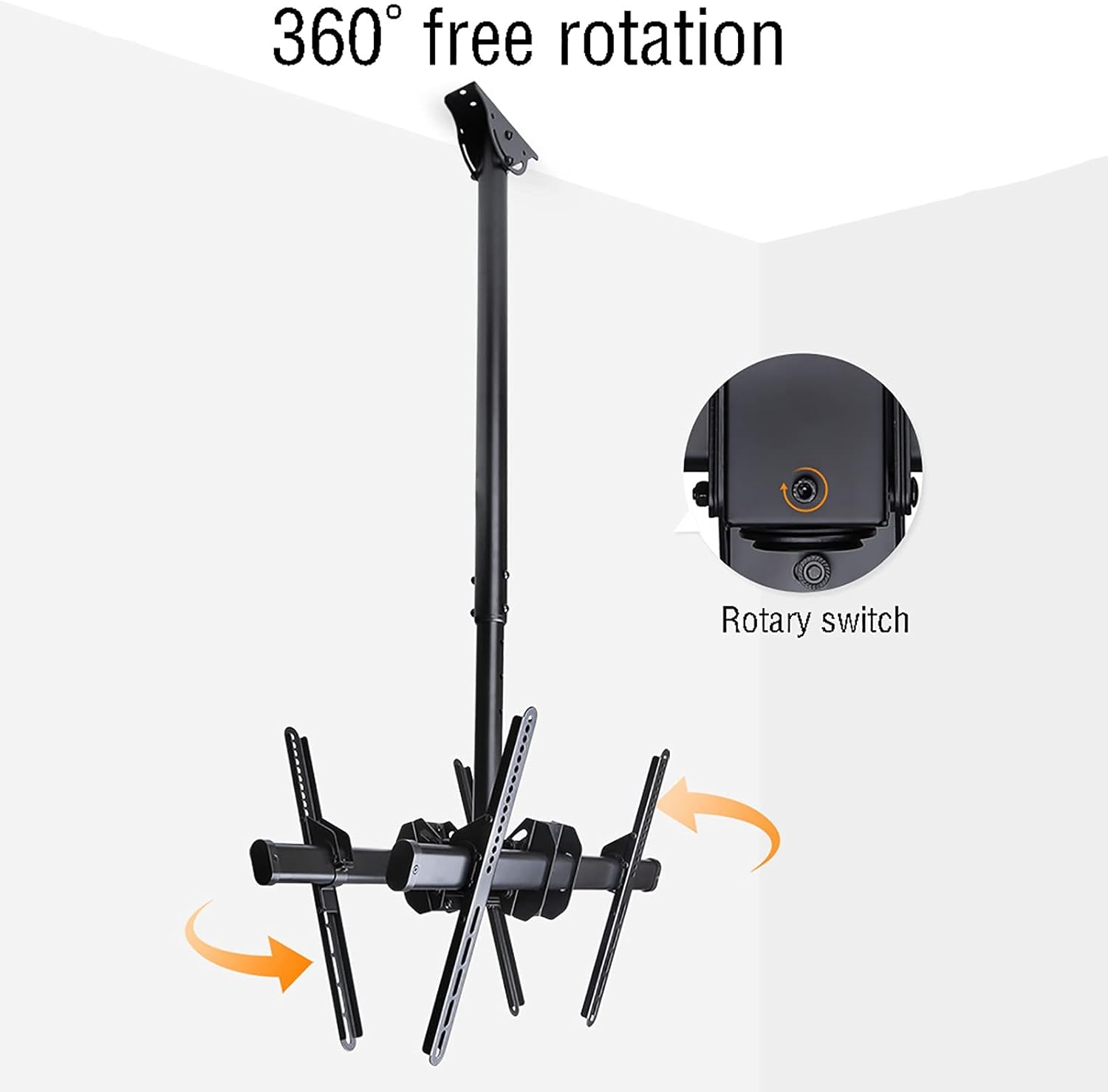 TV Stand,tv Wall Mount Full Motion 360° Rotation TV Ceiling Mount, Tilt Swivel TV Bracket, Fits Most 32-70inch LCD Flat Screen and Curved TVs