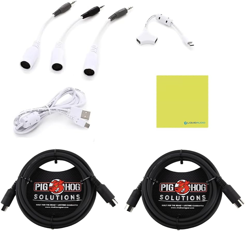 Arturia BeatStep Pro - The Ultimate Sequencing Powerhouse Bundle w/ 2-Pack Pig Hog PMID10 MIDI Cable & Liquid Audio Polishing Cloth