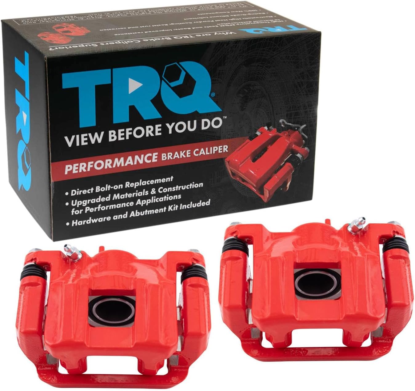 TRQ Performance Rear Driver and Passenger Side Brake Caliper Set Caliper Brackets Hardware Compatible with 11-17 Honda Odyssey