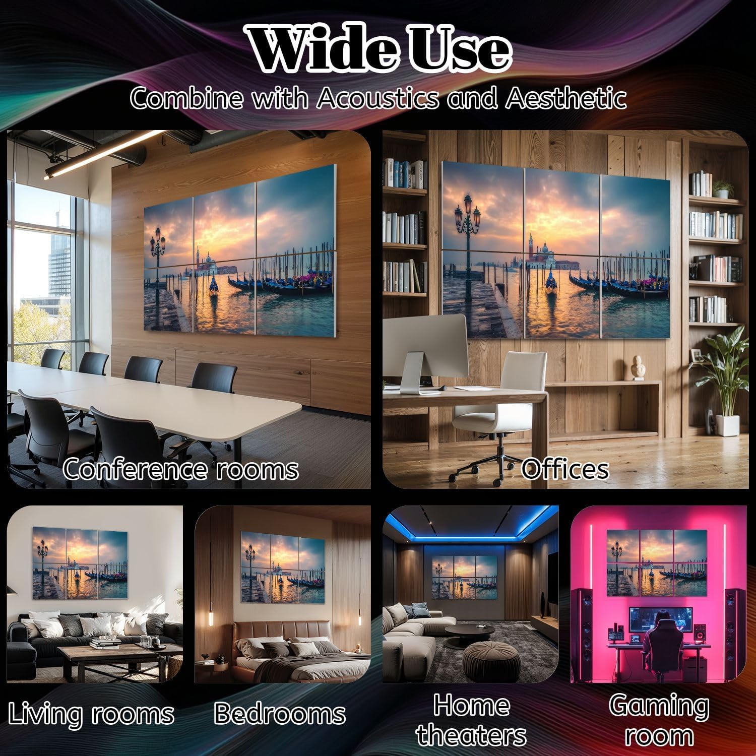 6 Pack Art Acoustic Panels Venice Panorama Sound Absorbing Panel 48