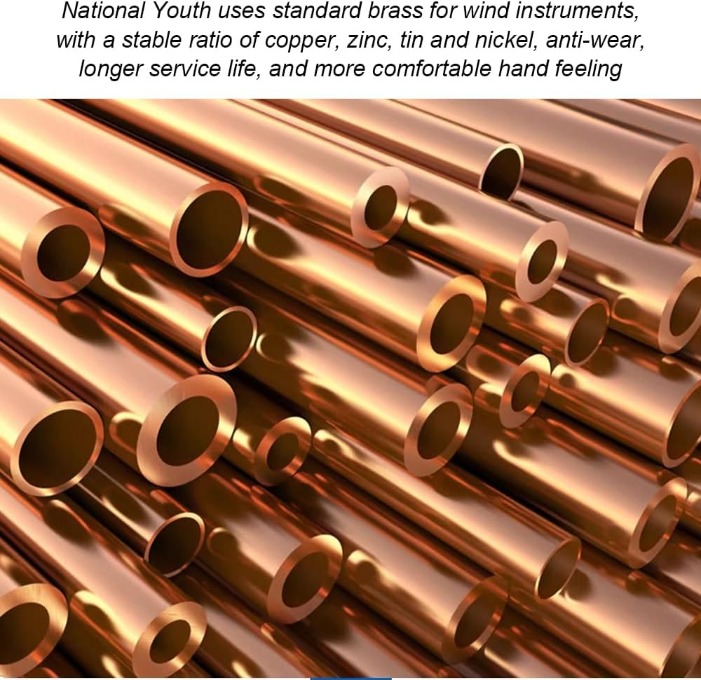 B-Flat Drum Horn Team Youth Horn/Charge Horn/Bugle Small Brass Horn, Including Storage Bag + Gloves + Flag