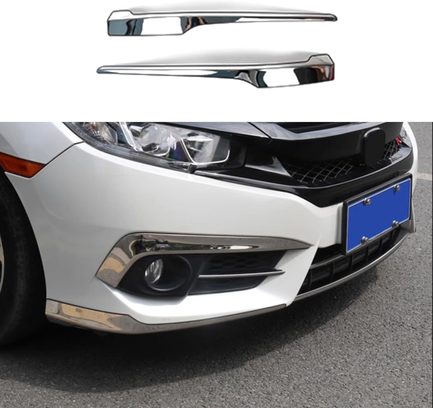 Car Accessories Fit for Honda 10th Gen Civic 2016 2017 2018 Front Bumper Corner Protection Cover Trims (Silver) 2PCS Stainless Steel