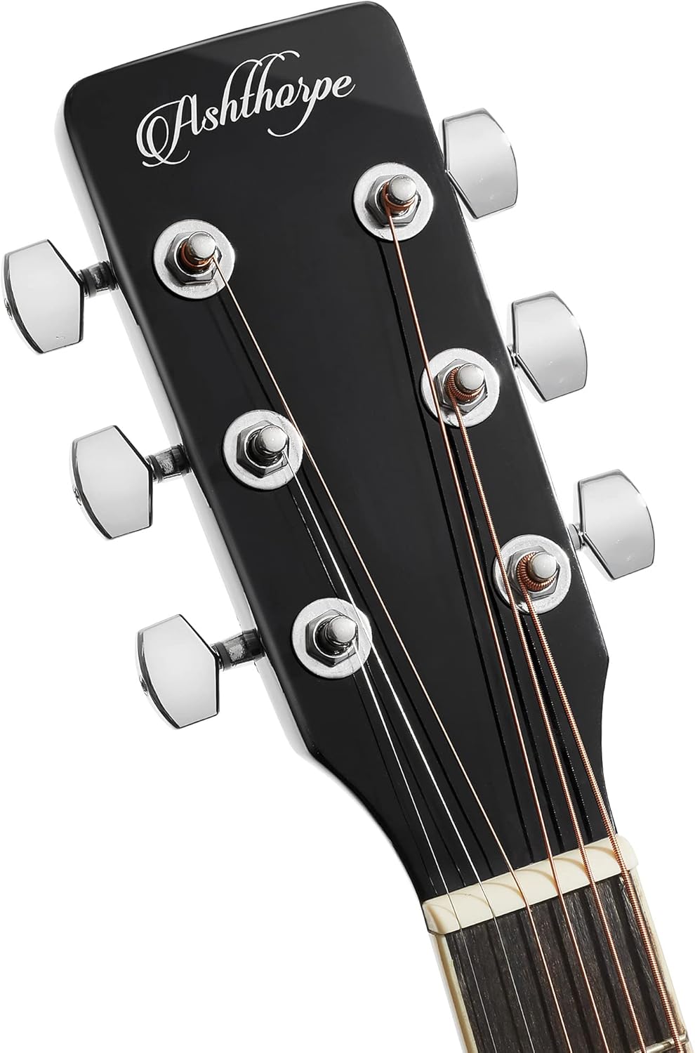 Ashthorpe Left Handed Full-Size Dreadnought Cutaway Acoustic Electric Guitar Package with 10 Watt Amp - Black