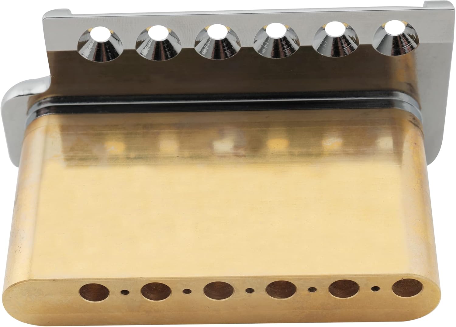 Musiclily Ultra 52.5mm (2-1/16 inch) Full Solid Brass 6-Screw Knife Edge Tremolo Bridge for Strat Style Electric Guitar, Hybrid