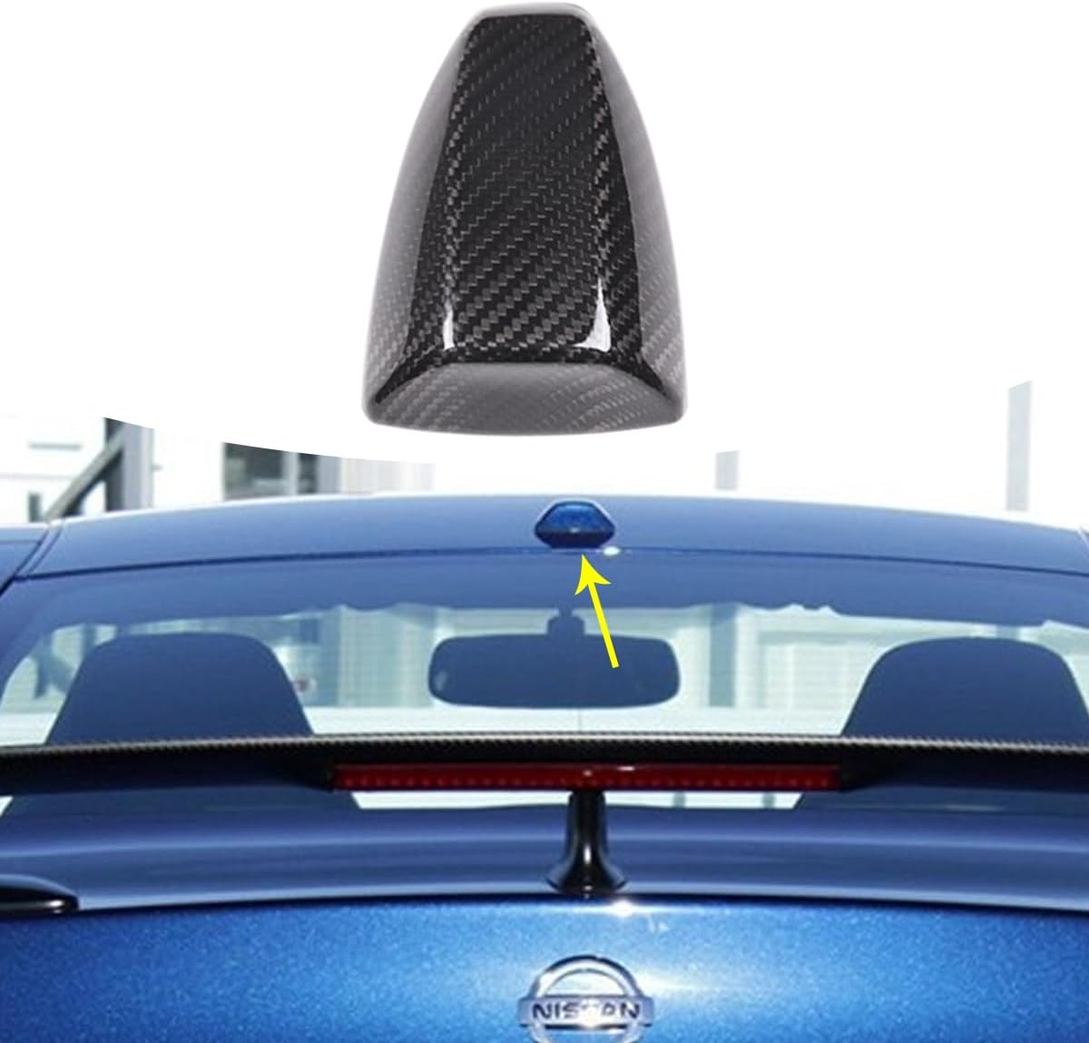 Car Exterior Roof Shark Fin Antenna Trim Cover,Fit for Nissan GTR R35 2008-2016,Real Hard Carbon Fiber Auto Decoration Accessories (Black Carbon Fiber)