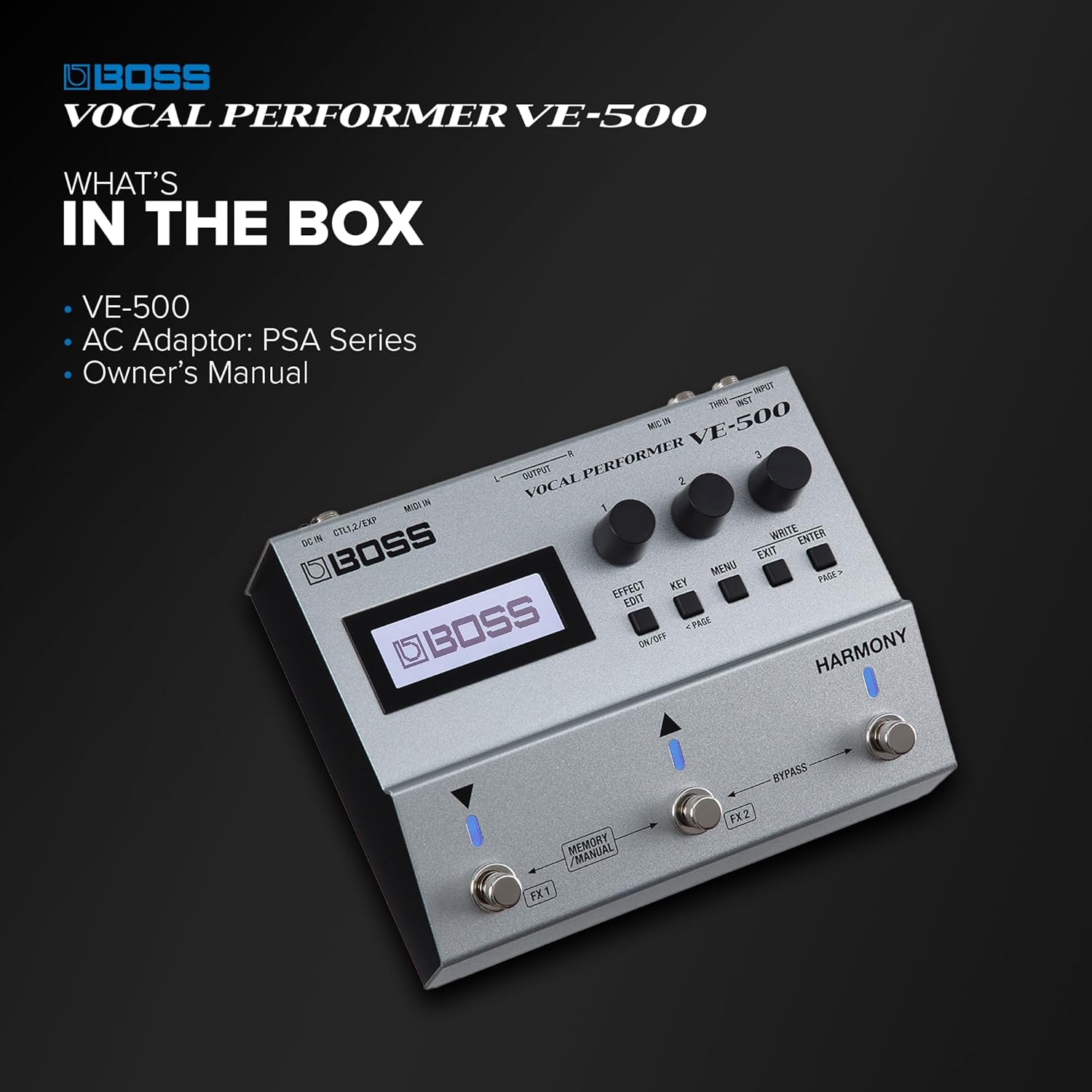 BOSS VE-500 Vocal Performer | Advanced Vocal Multi-Effects Unit for Singing Guitarists | Powerhouse Tools for your Pedalboard | Auto Harmony and Pitch Correction | Guitar Input | Vocoder | Looper