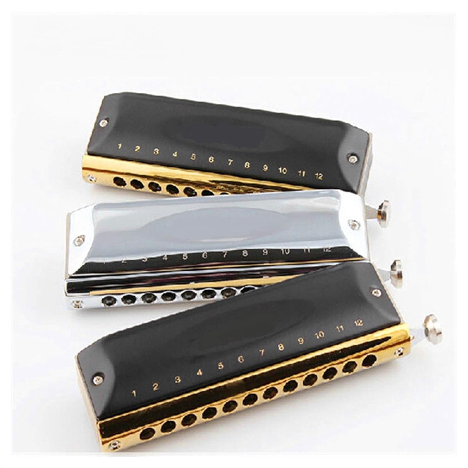 SUOFEILAIMU Chromatic Harmonica ABS Comb 12 Hole 48 Tone C Key Professional Armonica Cromatica Mouth Organ Woodwind Music Instrument (Color : Sliver Color)