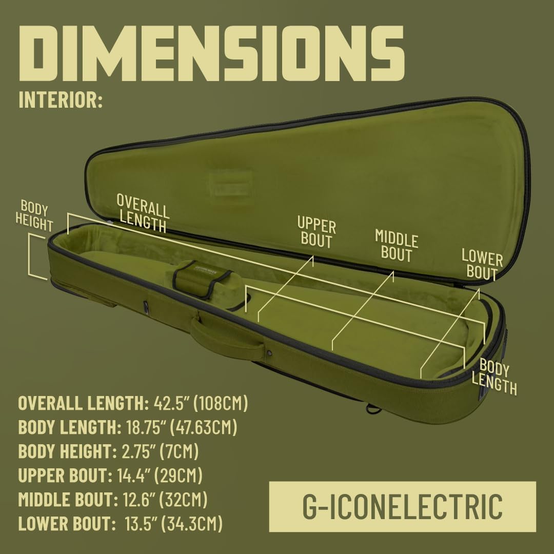 Gator Cases ICON Series Premium Weather Resistant Gig Bag for Electric Guitars with TSA Luggage Lock-Friendly Zipper Pulls; Green(G-ICONELECTRIC-GRN)