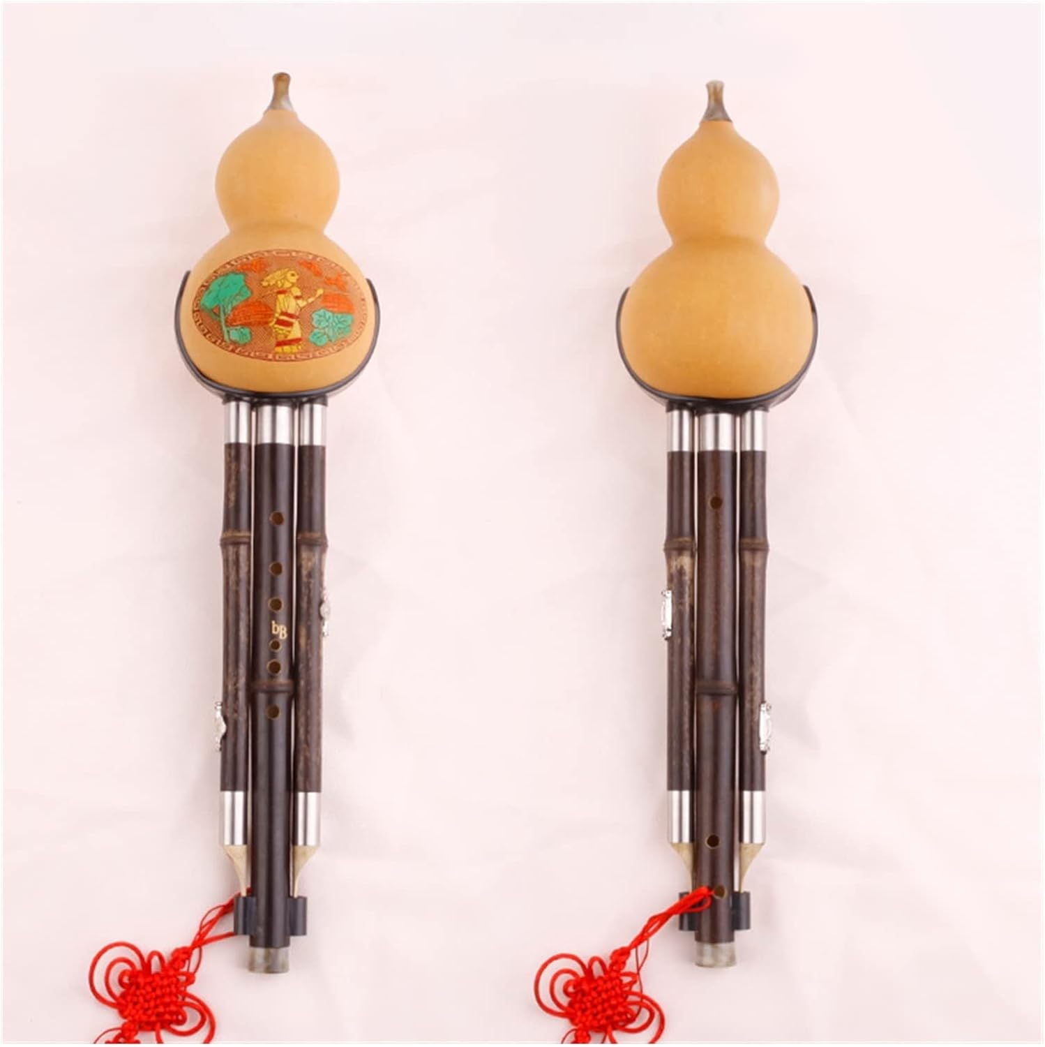 FLFL Hulusi Instrument Three-Tone Double Pair C Flat B Key Handmade Cucurbit Silk (Color : BB)