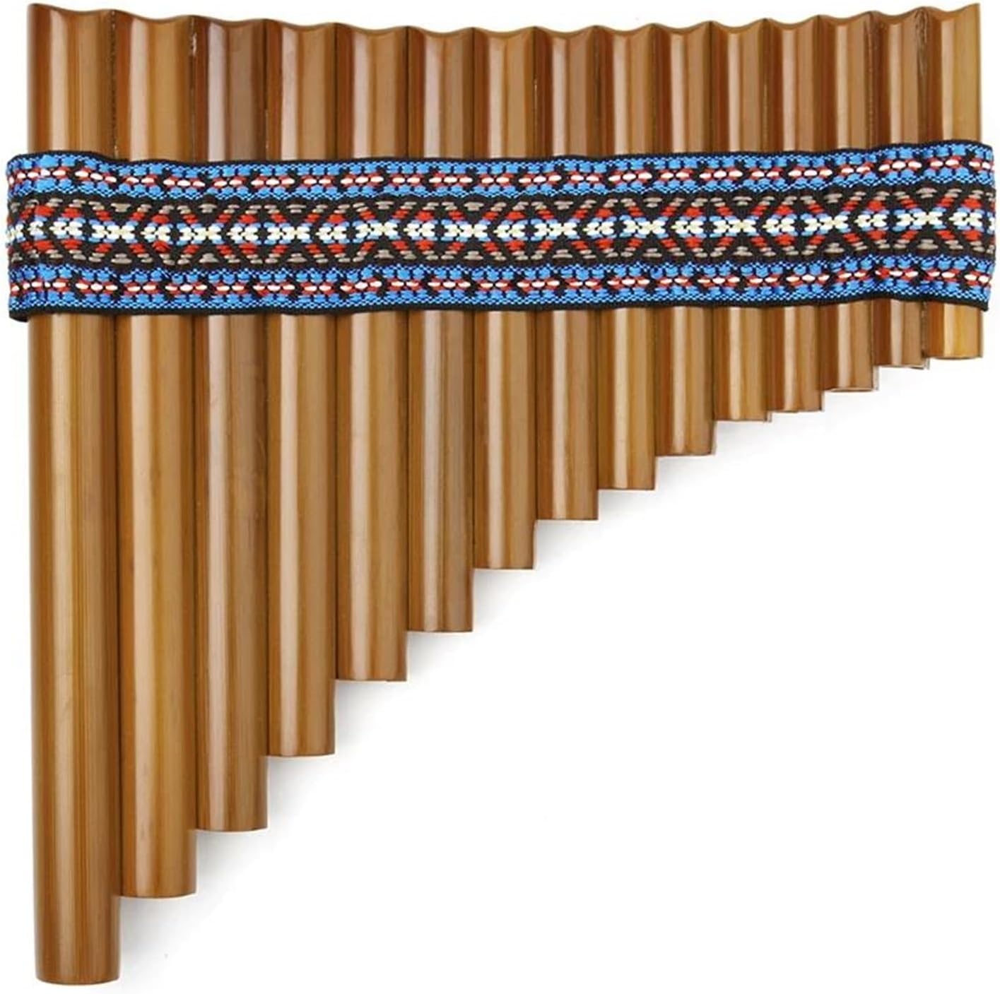 25 Pipe C Key Pan Flute Bamboo Woodwind Instrument Cloth Strip Handmade 15 Pipe Pan Flute In G Key(LEFT BLUE)